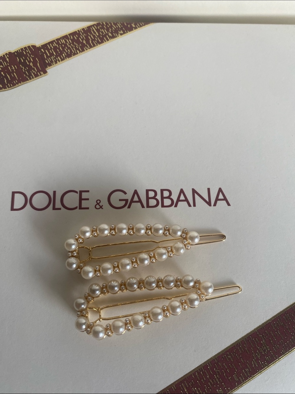 Dolce & Gabbana Pearl-Embellished Gold Hair Clips - Cream/Gold - Picture 5 of 6